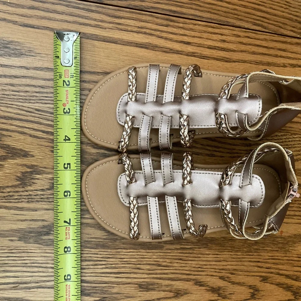 🌹⚜️GLADIATOR⚜️🌹SANDLES w/braided straps & zip closure. SZ 13 ROSEGOLD🌟NWT🌟